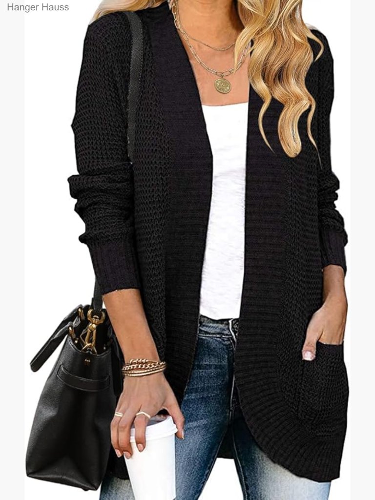 Long Sleeve Open Front Chunky Knit Draped Cardigan Sweater